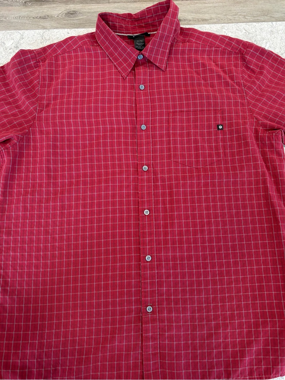 Marmot Red Plaid Long-Sleeve Hiking/Outdoor Performance Button-Up Shirt-XL